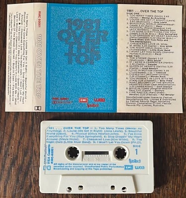 1981 OVER THE TOP Various Artists AUDIO CASSETTE TAPE Compilation Australia - Image 1 of 4