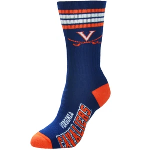 Virginia Cavaliers Navy & Orange 4 Stripe Deuce Crew Socks  - Picture 1 of 1