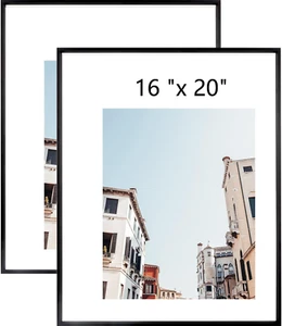 16X20 Aluminum Picture Frame - Plexiglass - Thin Edge - Black - 2 Packs - Wall M - Picture 1 of 12