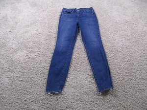 Jeans Good American donna 6 28 blu buone gambe skinny orlo sfilacciato denim elasticizzato - Foto 1 di 9