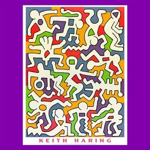 1985 Keith Haring Palladium backdrop NY vintage art lithography print poster 90s - Picture 1 of 8