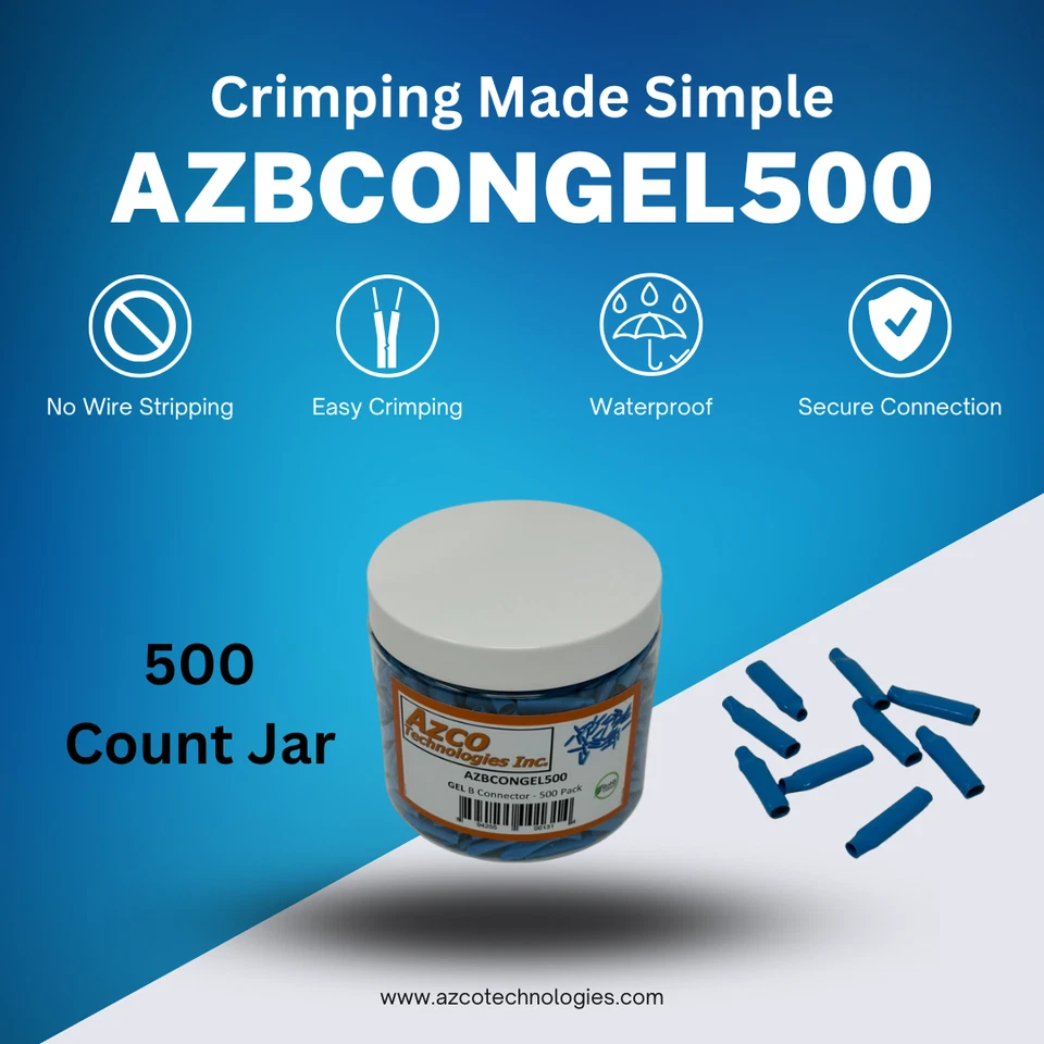AZCO B Connectors, Gel Filled, 16-26AWG, 500 Count, Waterproof, Crimping Tool - Image 1 of 3