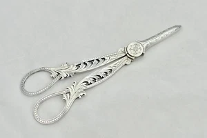 RARE PAIR OF VICTORIAN HM STERLING SILVER GRAPE SCISSORS 1887 - Picture 1 of 12