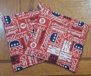 Show Your TRUMP Support RNC Republican 8" Square Pot Holders set of 2 Quilted - Picture 1 of 4