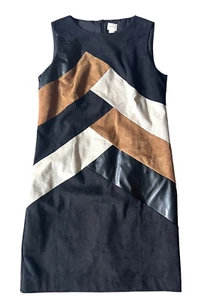CHICO’S Women’s Faux Suede & Leather Color Block Sleeveless Shift Dress Size 1 - Picture 1 of 14