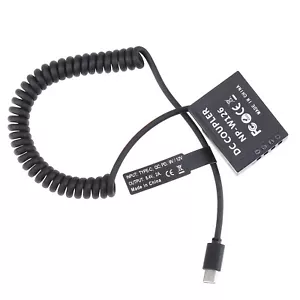 USB-C to NP-W126 Dummy Battery Adapter Spring Cable for Fujifilm XPro3 XT200 XT3 - Picture 1 of 4