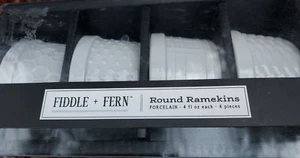 4er Set NEU Fiddle + Farn Waben Punkte gewebt weiß gemustert Auflaufförmchen - Bild 1 von 6