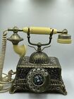 Brass Rotary Cradle Telephone Antique Old Fashioned Vintage French Mona Lisa