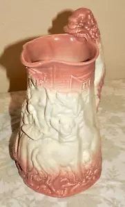 Pink Ironstone Pitcher Woman and Dogs Signed Retired Burleigh Design - Picture 1 of 8