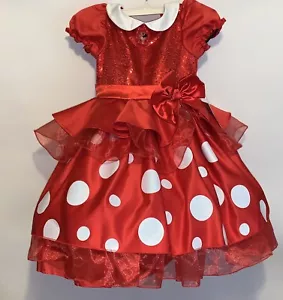 NWT Disney Minnie Mouse Girl's XS 3T-4T Fancy Sequin Glitter Hoop Costume Dress - Picture 1 of 11