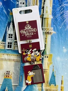 Disney Parks Mickey Minnie Donald Hollywood Tower Of Terror Hotel Fold OE Pin - Picture 1 of 2