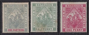 BARBADOS... 1897-98 1/4d, 1/2d, 1d como nuevo - Imagen 1 de 1