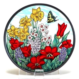 Stained Glass, Vintage Spring Flowers Butterfly American Glass Masters - Picture 1 of 10