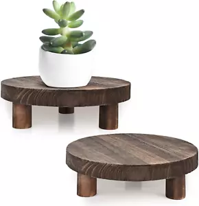 2Pcs Wooden Stool Display Stand, 8.46IN round Plant Stand Wood-Flower Pot Suppor - Picture 1 of 6