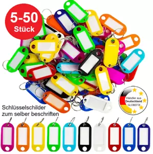Schlüsselschild zum selber beschriften mit Schlüsselanhänger Schlüsselring Ring - Bild 1 von 18