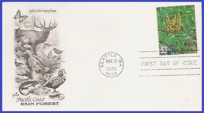 USA4 #3378b U/A ARTCRAFT FDC   Dwarf Oregon Grape Pacific Coast Rain Forest - Image 1 of 1