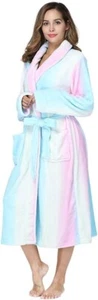 Womens Bathrobe Ladies Fleece Plush Warm Long Robes Fleece Nightgown Sleepwear - Picture 1 of 5