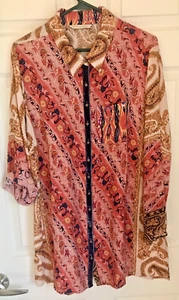 SOFT SURROUNDINGS~ WILD PAISLEY TUNIC~XL~VELVET TRIM~RAYON & NYLON - Picture 1 of 7