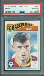 2020 TOPPS LIVING SET UEFA CHAMPIONS LEAGUE PEDRI #243 ROOKIE CARD PSA 10 - Picture 1 of 2