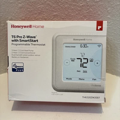 HONEYWELL Home T6 Pro Z-Wave w/SmartStart Programmable Thermostat TH6320ZW2007 - Image 1 of 4