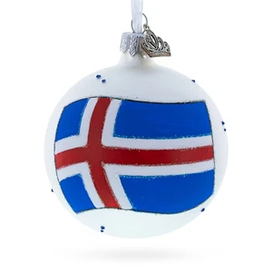 Flag of Iceland Glass Ball Ornament 3.25 Inches - Picture 1 of 5