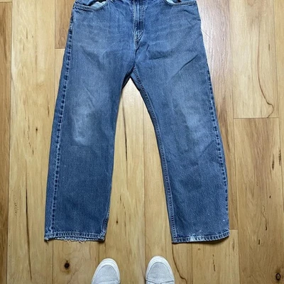 Vintage Levi's 557 Jeans Men 38X32 Blue Denim Relaxed Bootcut Baggy Y2k Distress - Image 1 of 4