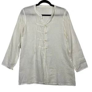 Blusa Top CP Shades Blanca 100% Lino Popover Talla XS - Imagen 1 de 6