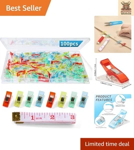 100 verschiedene farbige Nähclips mit Maßband - ideal zum Quilten - Bild 1 von 11