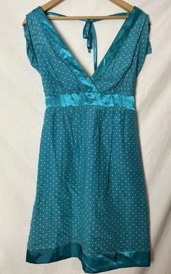 Vestido Babydoll De Colección Y2K Guess Azul Lunares Mezcla Seda Talla Pequeña Pequeño Nuevo con Etiquetas Foto 1 de 4