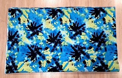1 Yard 60"W Plush Tie-Dye/Splatter Blue/Black/Neon Yellow Green Fleece Fabric - Image 1 of 4