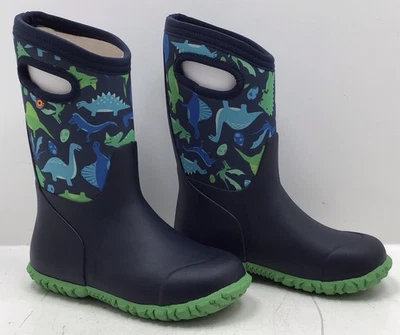 Bogs Boys Dinosaur Durham Rain Boots Blue Size 1 - Image 1 of 4