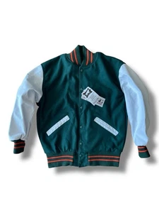 Vintage DeLong Rock Creek Athletics Varsity Jacket Size Small Green Blank - Picture 1 of 22