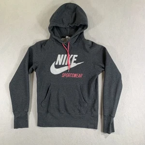 Nike Sportswear Hoodie Sweatshirt Girls Medium Gray Knit Embroidered Logo - Picture 1 of 8