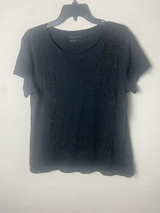 Coldwater Creek Damen Top bestickt schwarz einfarbig Basic Größe Large (14-16) - Bild 1 von 3