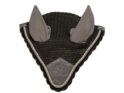 Horse Diamond Fly Veil Ear Bonnet Professional’s Choice Equine Gray Crochet - Image 1 of 3