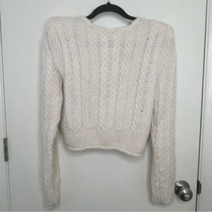 Maglione Mango Crema Spina di Pesce Spalla Forte Misto Alpaca Taglia XXS - Foto 1 di 7