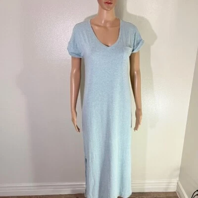 Maxi Vestido Peruvian Connection Nuevo sin Etiquetas Azul Jaspeado Algodón Pima Abertura Lateral Talla XS Foto 1 de 4