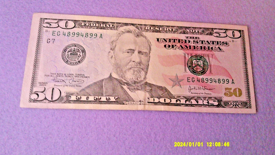 REPEATER  $50 FEDERAL RESERVE NOTE CRISP REPEATER-REPEATER  EG 4899 4899 A - Image 1 of 4