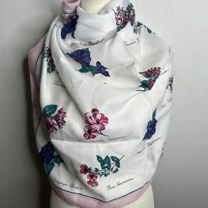 Vintage Scarf pink white multicolor floral theme - Picture 1 of 16