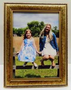 4x5 4x6 5x7 Antique Gold & Blue Solid Wood Photo Picture Frame New Table Top