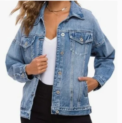 NWT CantonWalker Womens Oversized Denim Jean Jacket Sz XL - Image 1 of 2