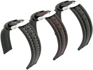 Echtleder Uhrenarmband Band Federleisten 18 20 22 24 Kohlefaser Effekt MM - Bild 1 von 5