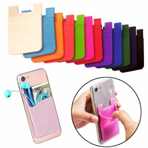 Adhesive Silicone Credit Card Pocket Sticker Pouch Holder Case For Cell Phone - Picture 1 of 7