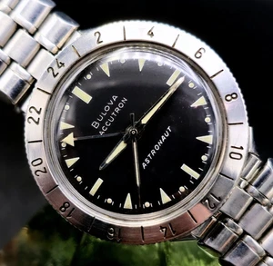 Vintage ACCUTRON "Astronaut" 1960's GMT Men's Watch W/ Rare Bullet Bracelet !! - Picture 1 of 1