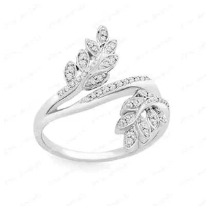 Art Deco Style Lab-Created Diamond Pretty Wedding Ring For Her 14k White Gold FN - Picture 1 of 7