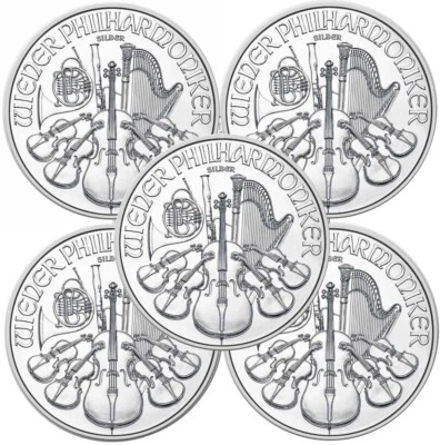 Lot of 5 - 2025 1 oz Austrian Silver Philharmonic Coin .999 Silver - In Stock - Image 1 of 4