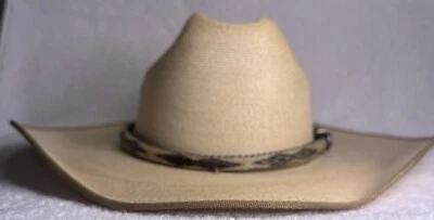 Atwood Cowboy Hat Size 7 Hereford Low Crown Straw Long Oval Snake Vintage! - Image 1 of 4