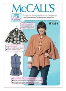 McCall's M7291 Cappotto Donna/Misses Capeles Gilet Cinture Motivo Cucito Non Tagliato - Foto 1 di 7