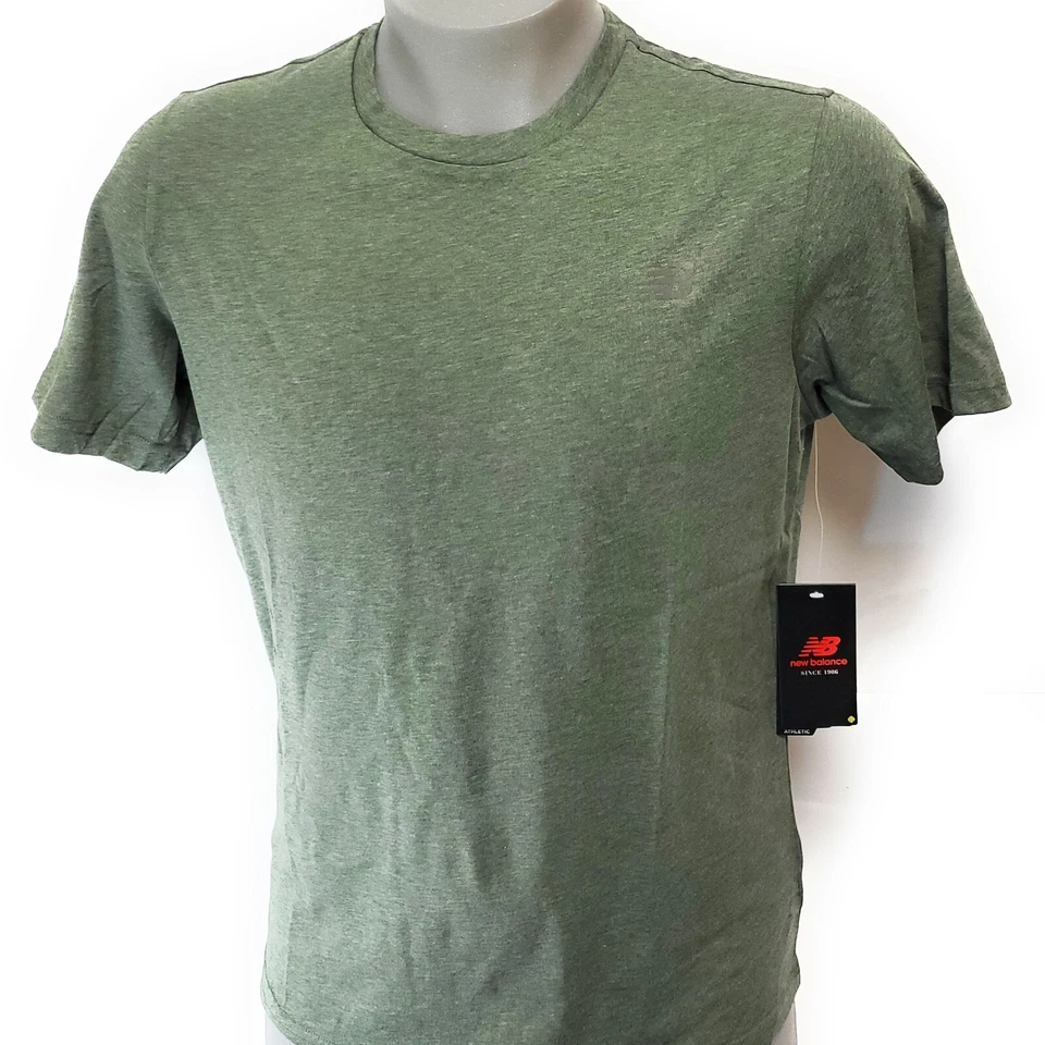 Camiseta verde manga corta New Balance Heathertech talla mediana M para hombre Foto 1 de 1