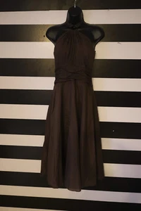 Abito donna lungo misto seta senza maniche White House Black Market marrone taglia 2 - Foto 1 di 6